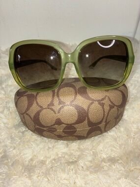 Coach Green Gradient Oversized Square Sunglasses